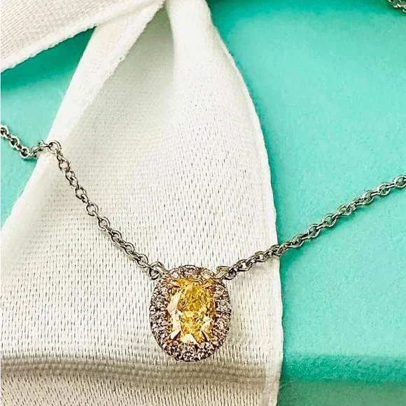 Sold ♥️Authentic Tiffany soleste fancy yellow Diamond.♥️ - Picture 1 of 14